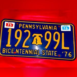 Pennsylvania Vintage 1975-76 Bicentennial License Plate 76’. 192-99L